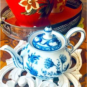 Blue and white classic teapot.
